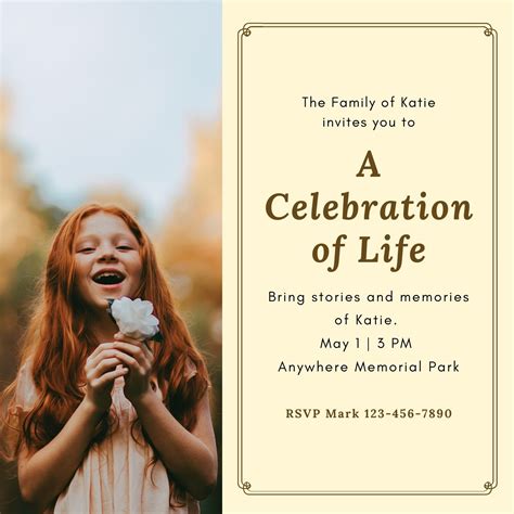 Celebration Of Life Invite Template