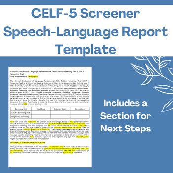 Celf-5 Report Template