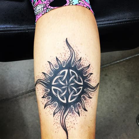 Celtic Sun and Moon design freshly finished. Upper arm. 9