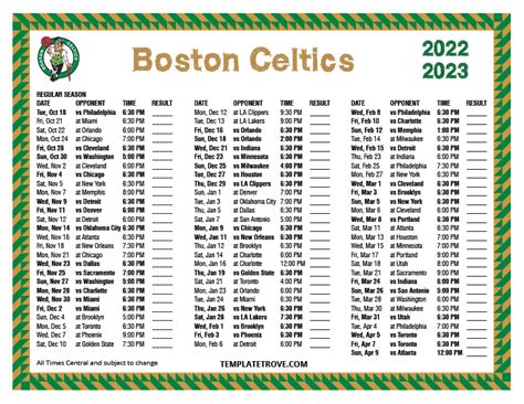Celtics Schedule 2022-23 Printable