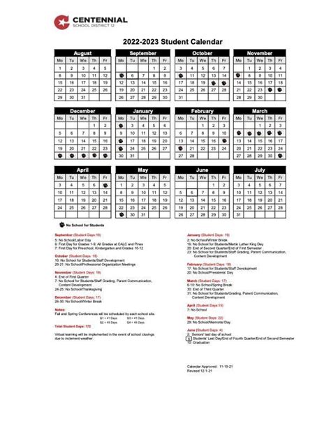 Centennial Sd Calendar