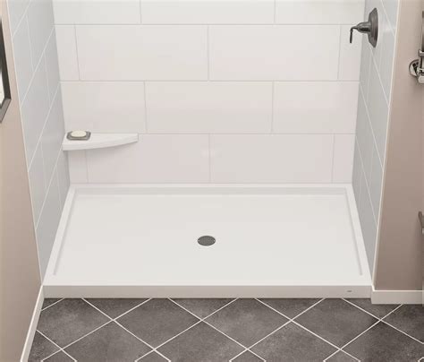 WOODBRIDGE Cedaridge 48 in. x 36 in. Solid Surface Single Threshold Center Drain Shower Pan with