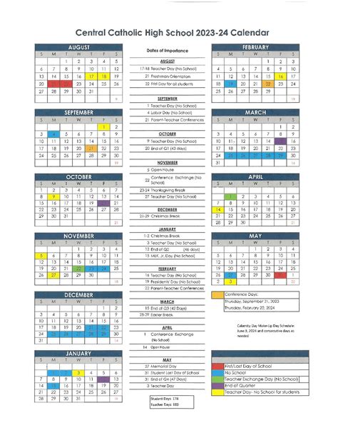 Central Catholic Calendar