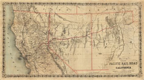 Route Map of Central Pacific Railroad and Union Pacific Railroad