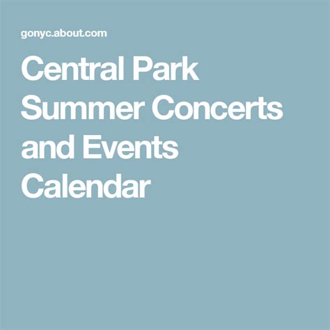 Central Park Events Calendar