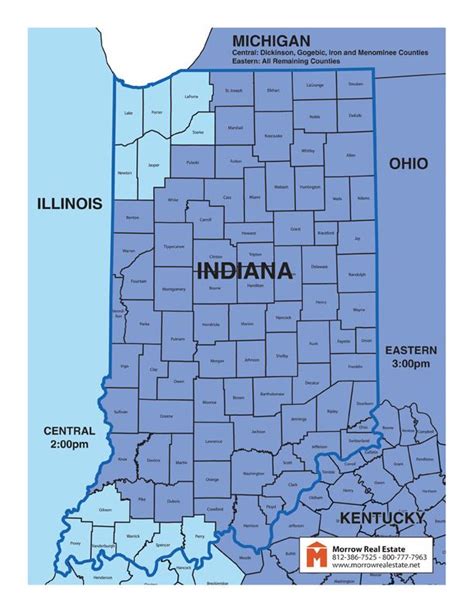 Central Time Zone Map Indiana