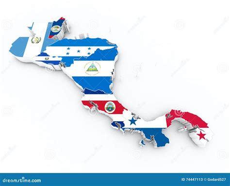 Central america state flags on 3d map Stock Photo , Sponsored, 