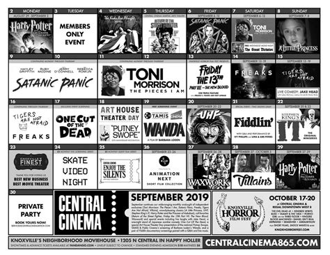 Central Cinema Calendar