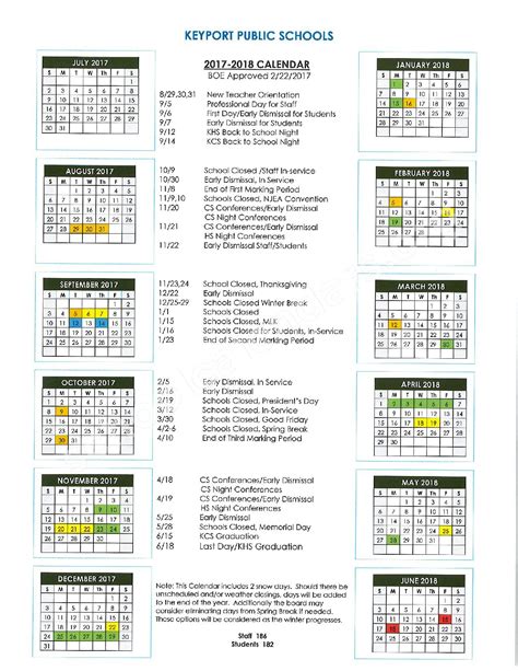 Central Elementary Calendar