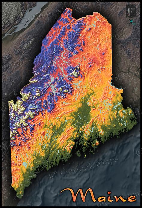 Maine Physical Map and Maine Topographic Map