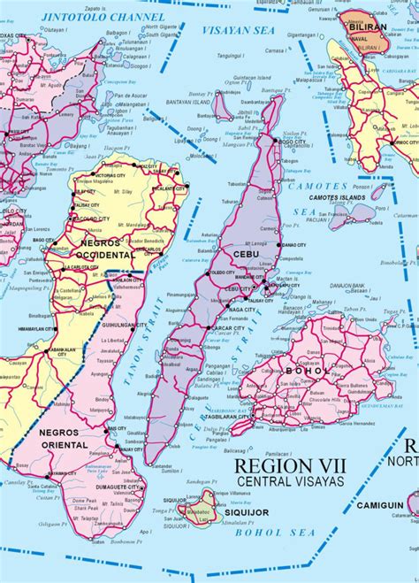 Central visayas map philippines Royalty Free Vector Image
