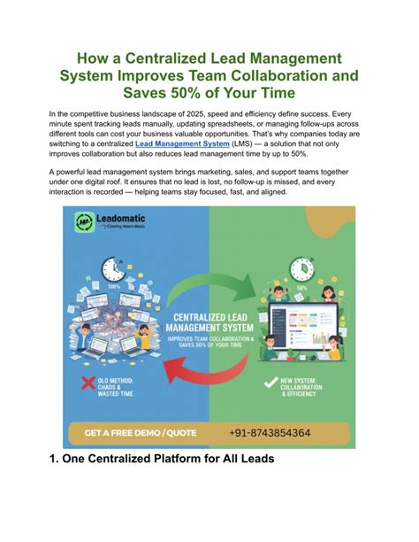 Centralized Lead Management