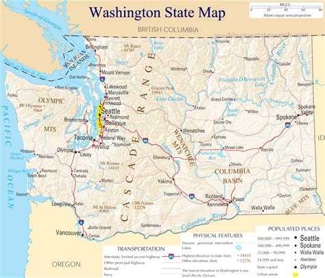 Large detailed roads and highways map of Washington state with all