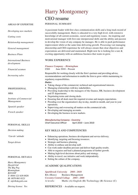 Ceo Resume Sample