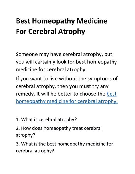 Brain Atrophy Homeopathic Treatment « Use Homeopathy And Be Healthy