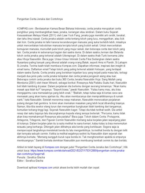 Cerita Jenaka Contohnya