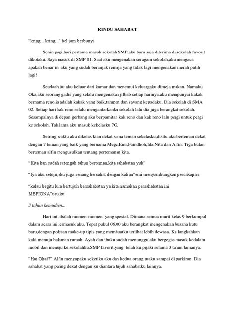 Cerpen Rindu Sahabat