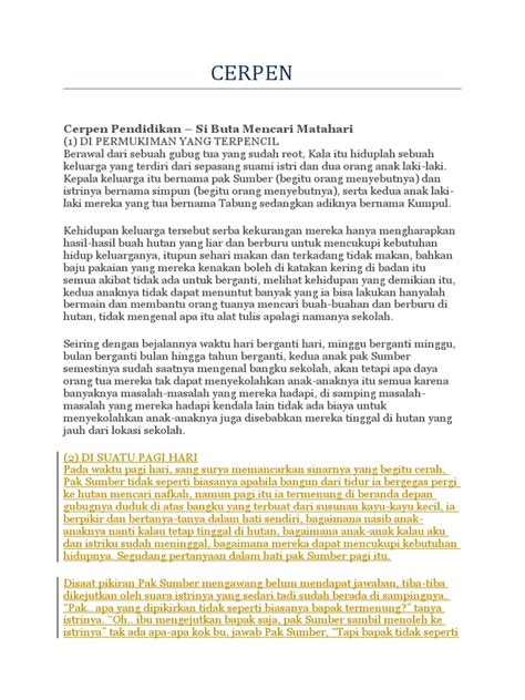 Cerpen Tema Perjuangan