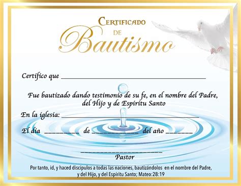 Certificado De Bautismo Template