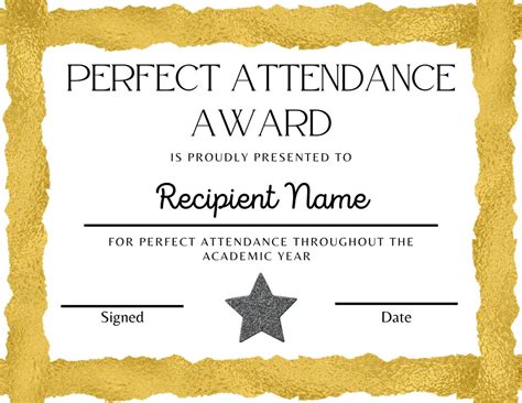 Certificates Perfect Attendance 30 Perfect attendance, Attendance