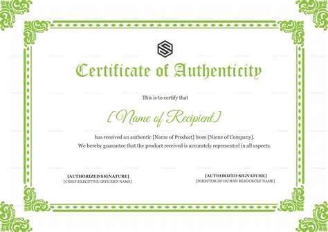 Certificate Of Authenticity Template Word
