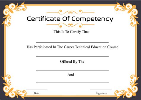 Certificate Of Competency Template