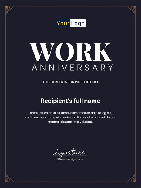 Anniversary Certificate Template Free