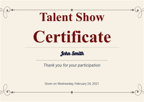 13+ Talent Show Certificate Templates Free Printable Word & PDF