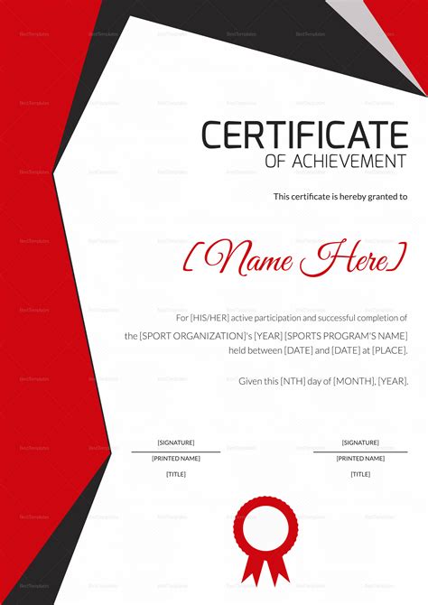 Sports Certificate Templates 13+ Free Word, Excel & PDF Formats