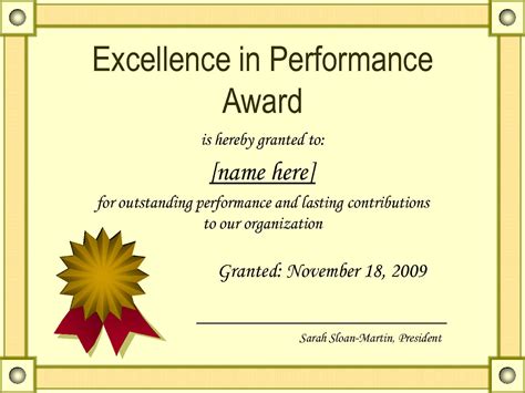 Customize Your Free Printable Excellence Certificate