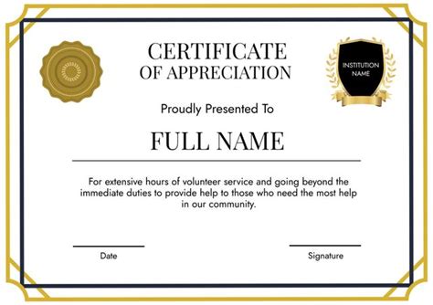 Outstanding Volunteer Certificate Template Appreciation In Volunteer