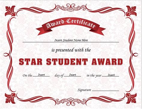 Student of the Year Award Certificates Professional Certificate Templates