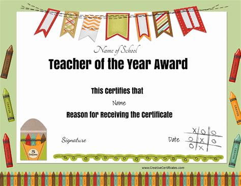 Teacher Appreciation Award Certificate Template Teacher Gift Etsy
