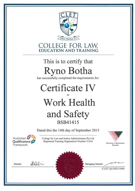 Certificate IV in Work Health and Safety