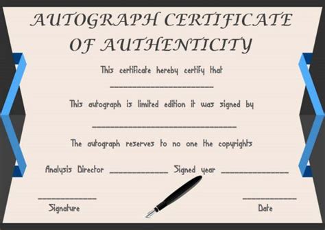 Certificate Of Authenticity Autograph Template | Letter Example Template