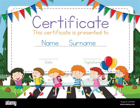 Certificate Template With Children Crossing Road Background With Regard