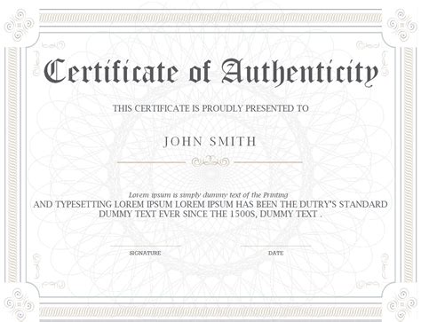 Certificate of Authenticity Template Word - Sample Templates - Sample