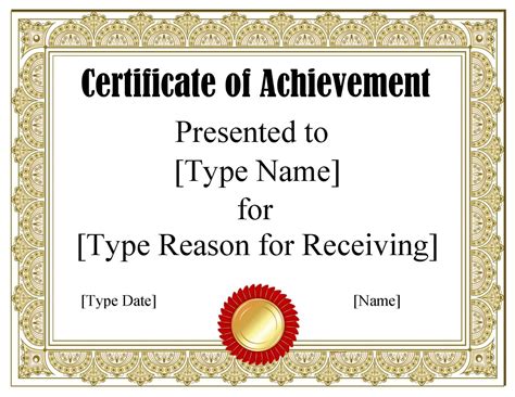 Certificates Of Achievement Templates Word