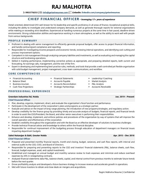 Cfo Resume Template