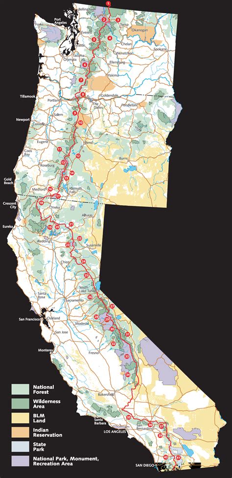 Map of Pacific Crest Trail