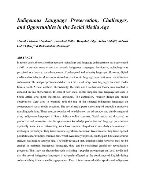 Challenges and Opportunities in Language Preservation