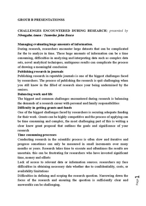 Challenges in Group B Assessment