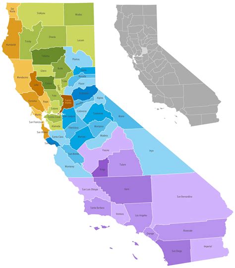 Map of California Counties with Cities