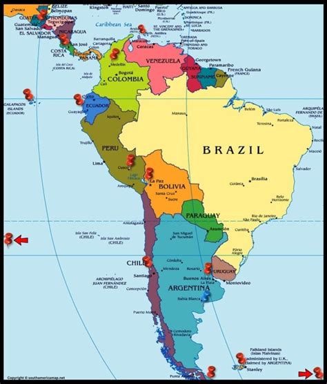 MAP Central and South America Map