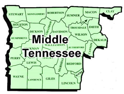 Middle Tennessee County Map