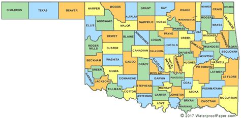 County Map of Oklahoma with cities