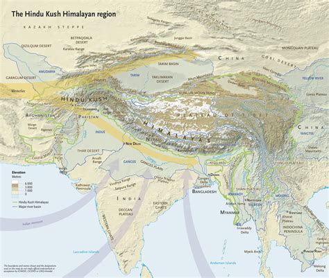 MAP of Himalayan Mountains on a World Map