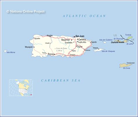 MAP Island of Puerto Rico Map