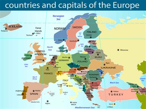 Map of European Countries and Capitals