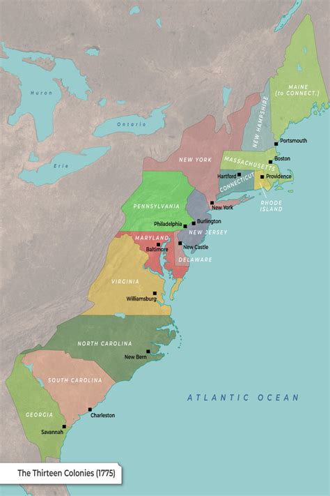 Map of 13 Original Colonies
